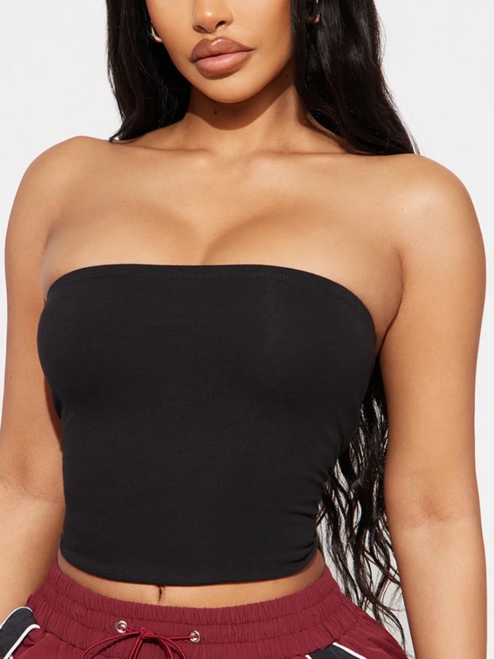 NWT Fashion Nova Guiselle Everyday Tube Top Black Strapless Bandeau Crop Top XA